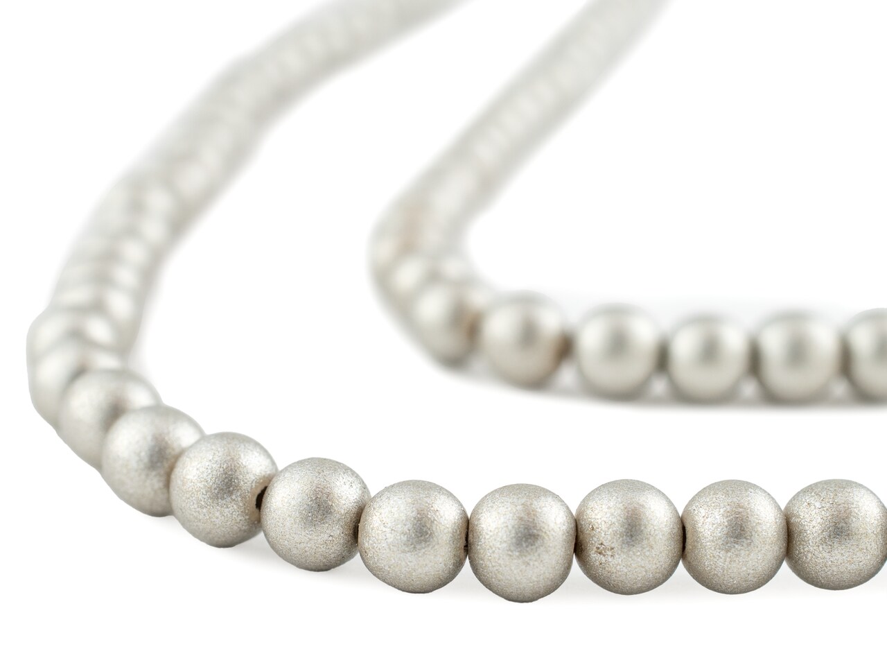 The Bead Chest Natural 8mm Wooden Beads in Antiqued Silver for Jewelry Making – Round Loose Wood Spacer Beads I Approximately 51 Beads